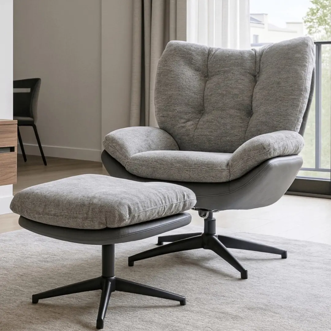 Кресло с подставкой для ног Mebel Elite Fremont 2 (Grey/Black)