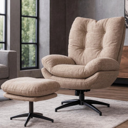 Кресло с подставкой для ног Mebel Elite Fremont (Beige/Black)