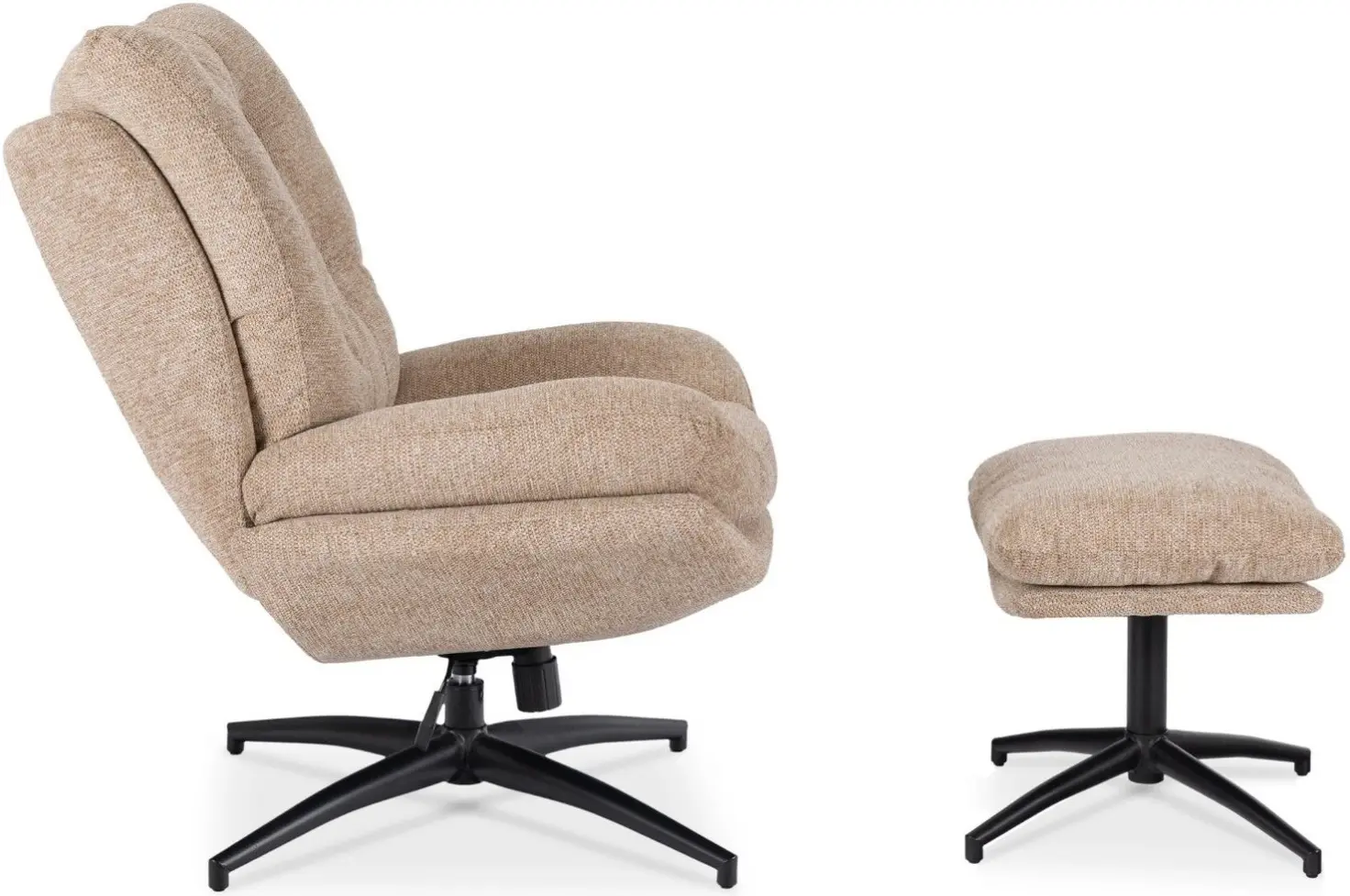 Кресло с подставкой для ног Mebel Elite Fremont (Beige/Black) - 4