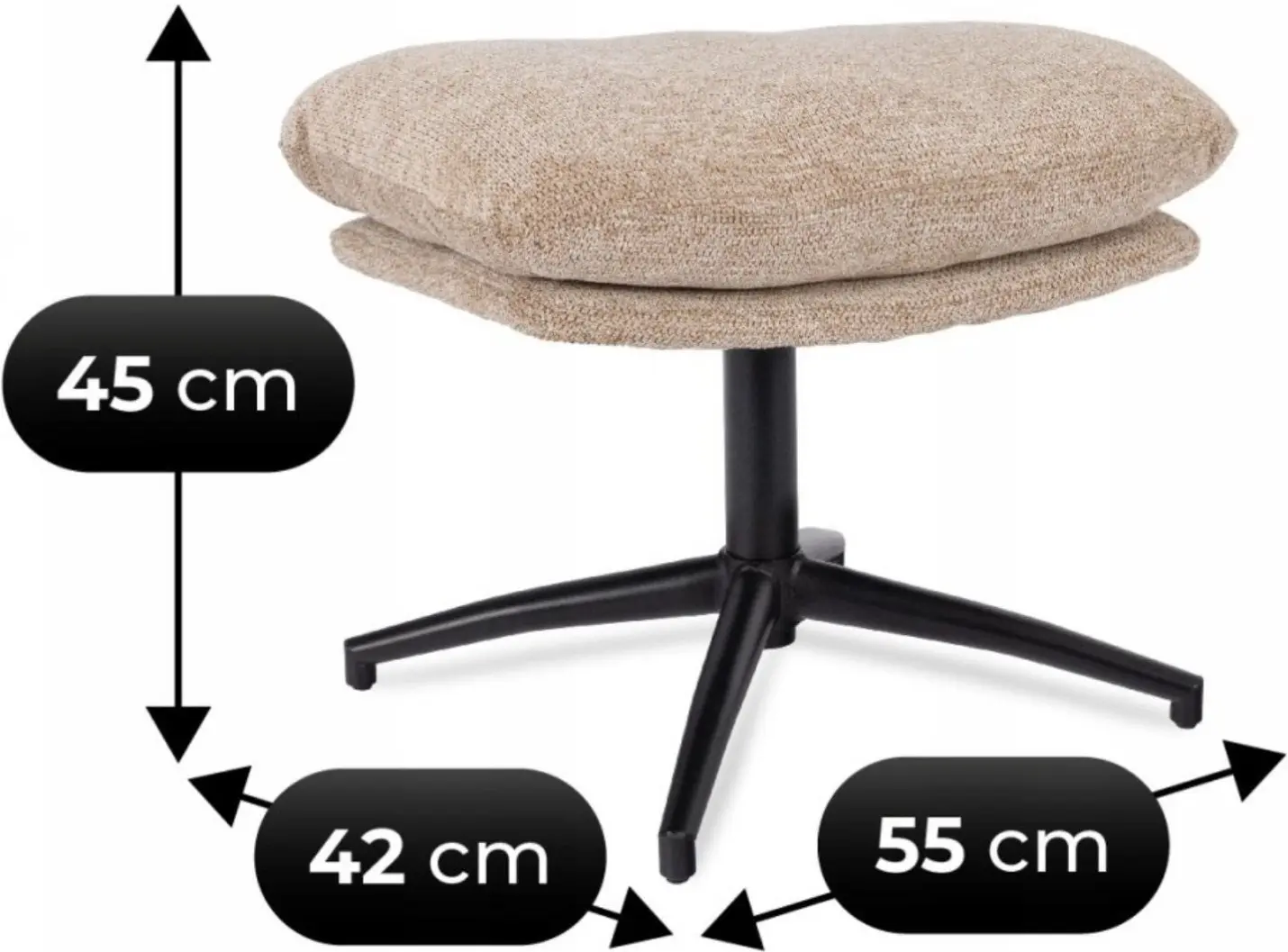 Кресло с подставкой для ног Mebel Elite Fremont (Beige/Black) - 6