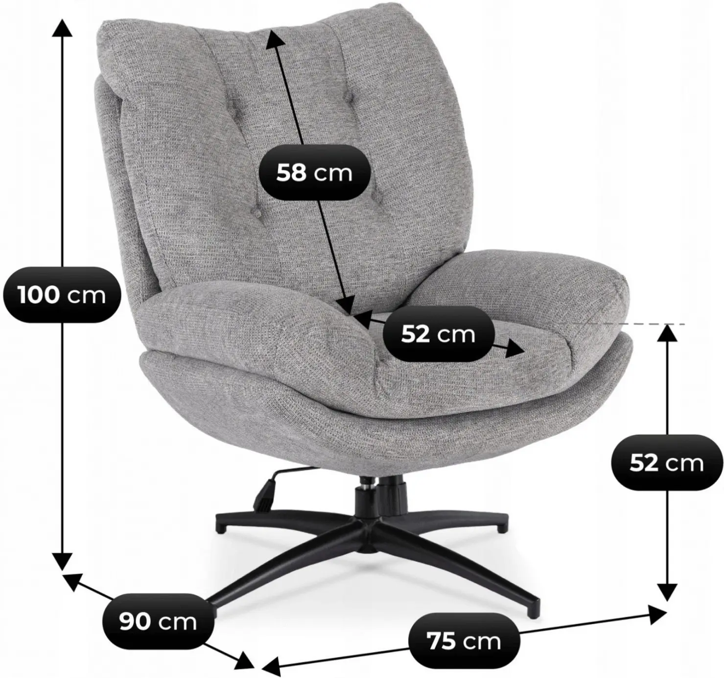 Кресло с подставкой для ног Mebel Elite Fremont (Grey) - 5