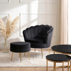 Fotoliu cu suport pentru picioare Mebel Elite Grand (Black/Gold)