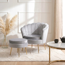 Fotoliu cu suport pentru picioare Mebel Elite Grand (Grey/Gold)