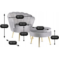 Fotoliu cu suport pentru picioare Mebel Elite Grand (Grey/Gold) Thumb