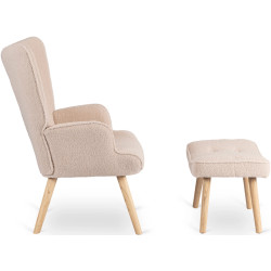 Fotoliu cu suport pentru picioare Mebel Elite Lozano (Beige/Natural) Thumb