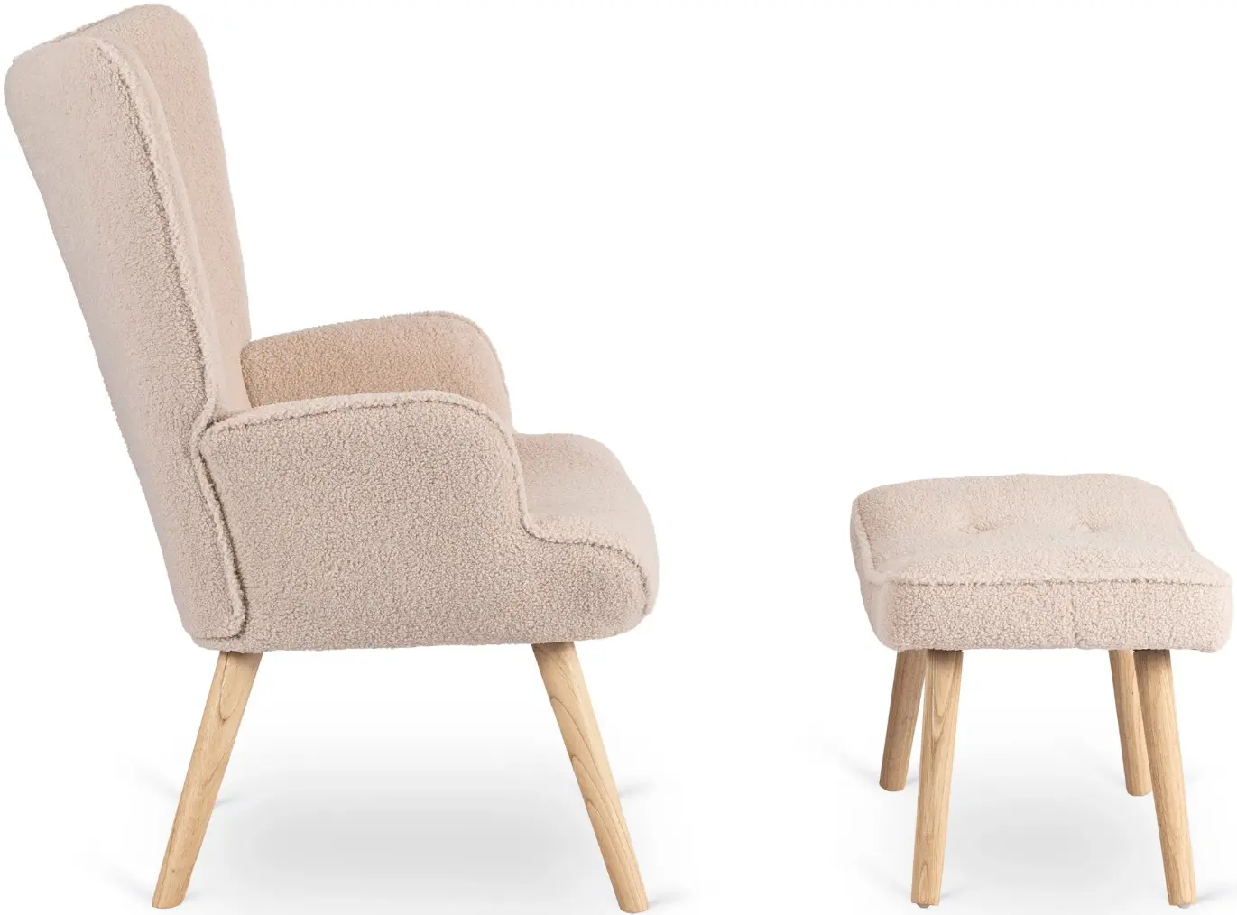 Fotoliu cu suport pentru picioare Mebel Elite Lozano (Beige/Natural) - 2