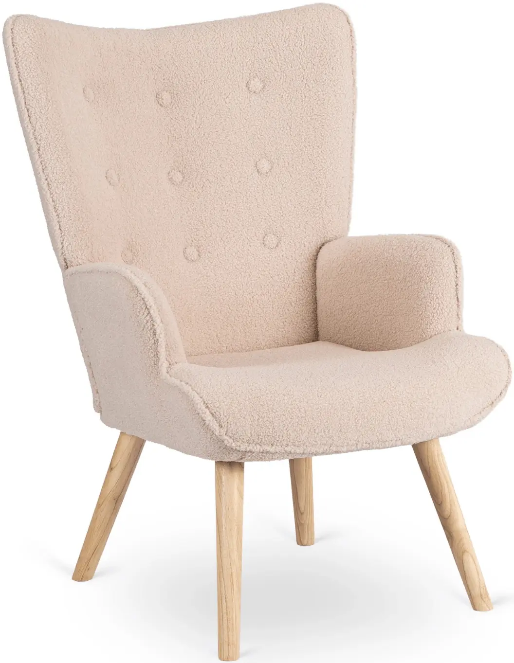 Fotoliu cu suport pentru picioare Mebel Elite Lozano (Beige/Natural) - 3