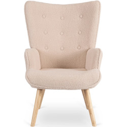 Fotoliu cu suport pentru picioare Mebel Elite Lozano (Beige/Natural) Thumb