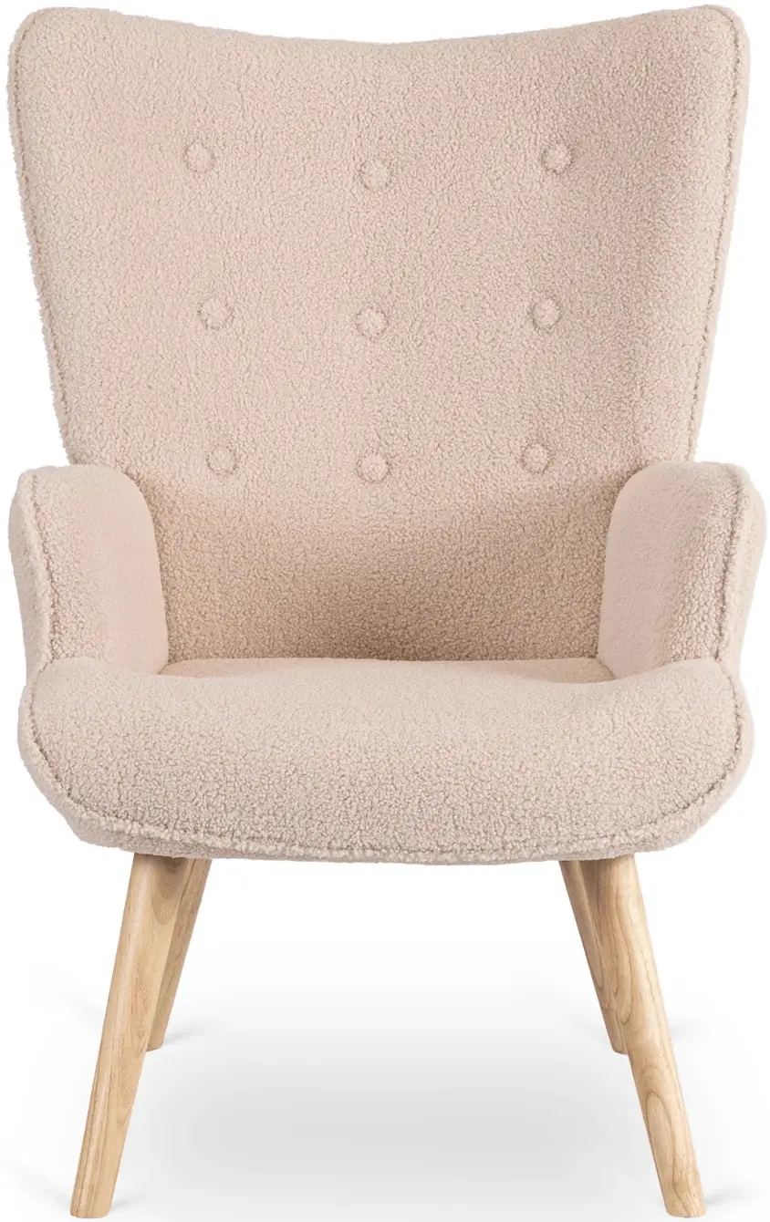 Fotoliu cu suport pentru picioare Mebel Elite Lozano (Beige/Natural) - 4