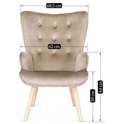 Fotoliu cu suport pentru picioare Mebel Elite Lozano (Beige/Natural Oak) Thumb