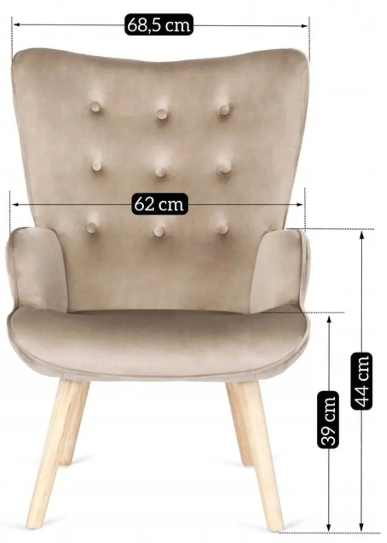 Fotoliu cu suport pentru picioare Mebel Elite Lozano (Beige/Natural Oak) - 2