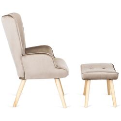 Fotoliu cu suport pentru picioare Mebel Elite Lozano (Beige/Natural Oak) Thumb