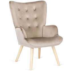 Fotoliu cu suport pentru picioare Mebel Elite Lozano (Beige/Natural Oak) Thumb