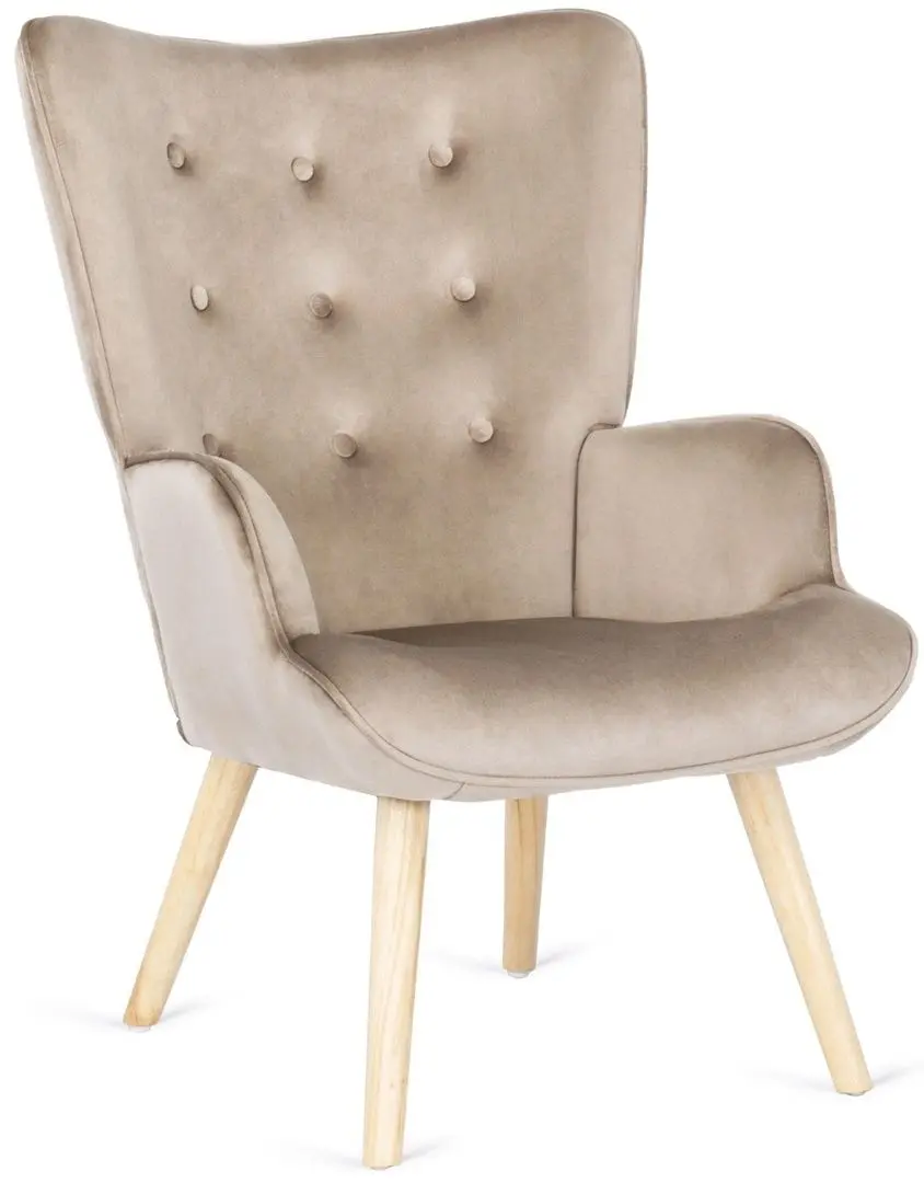Fotoliu cu suport pentru picioare Mebel Elite Lozano (Beige/Natural Oak) - 6
