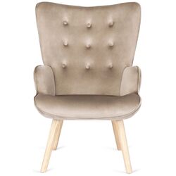 Fotoliu cu suport pentru picioare Mebel Elite Lozano (Beige/Natural Oak) Thumb