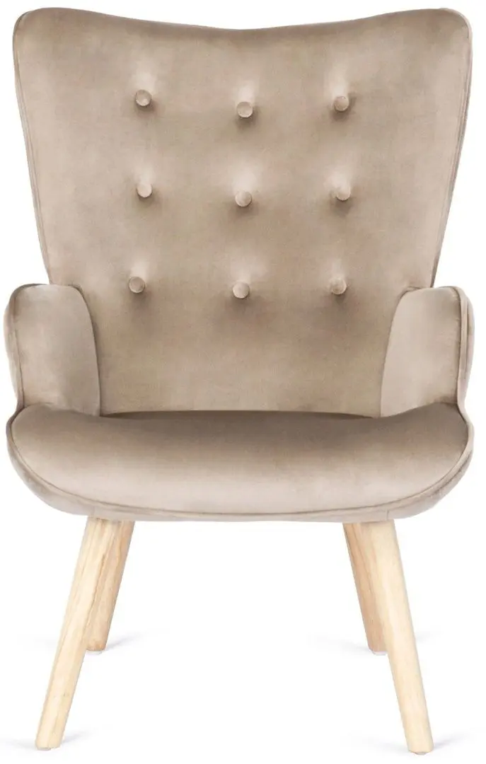 Fotoliu cu suport pentru picioare Mebel Elite Lozano (Beige/Natural Oak) - 8