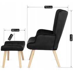 Fotoliu cu suport pentru picioare Mebel Elite Lozano (Black/Natural Oak) Thumb