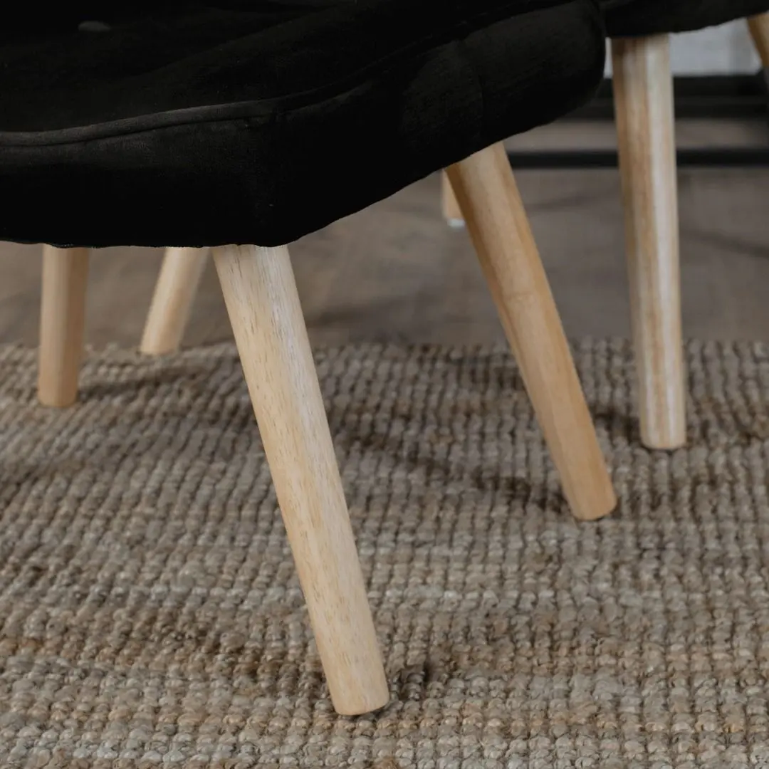 Fotoliu cu suport pentru picioare Mebel Elite Lozano (Black/Natural Oak)