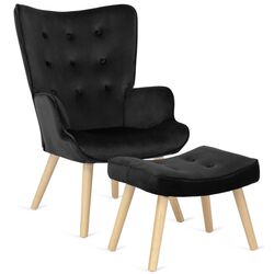 Fotoliu cu suport pentru picioare Mebel Elite Lozano (Black/Natural Oak) Thumb