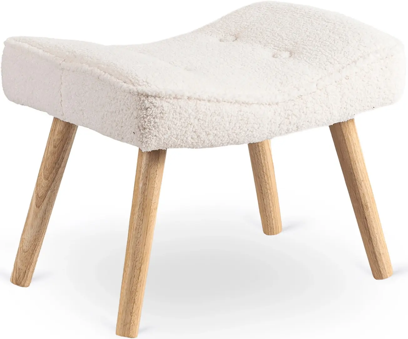 Fotoliu cu suport pentru picioare Mebel Elite Lozano (Cream/Natural) - 3