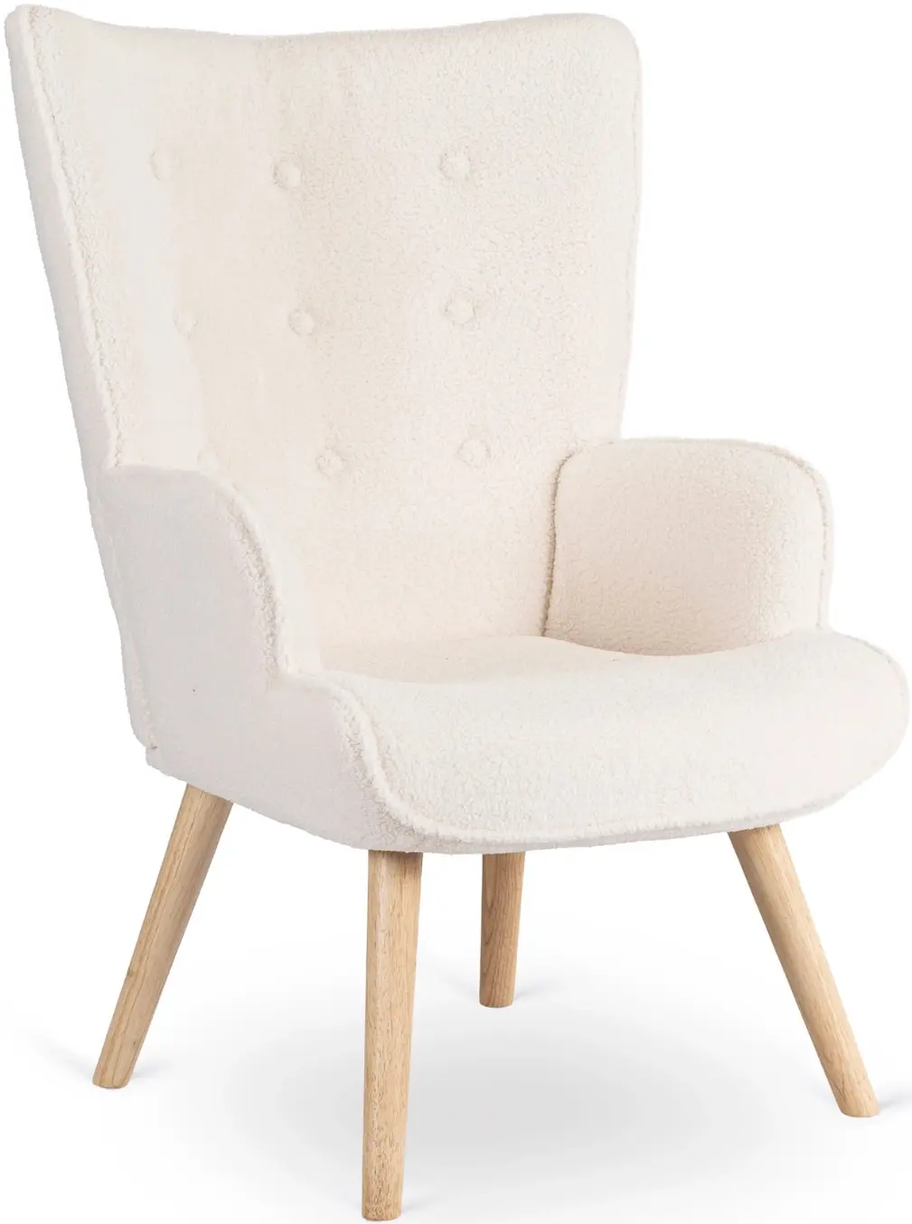 Fotoliu cu suport pentru picioare Mebel Elite Lozano (Cream/Natural) - 4