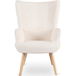 Fotoliu cu suport pentru picioare Mebel Elite Lozano (Cream/Natural) Thumb