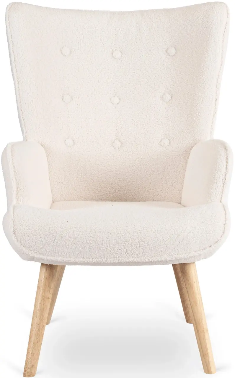 Fotoliu cu suport pentru picioare Mebel Elite Lozano (Cream/Natural) - 5