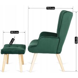 Fotoliu cu suport pentru picioare Mebel Elite Lozano (Green/Natural Oak) Thumb
