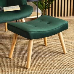 Fotoliu cu suport pentru picioare Mebel Elite Lozano (Green/Natural Oak) Thumb