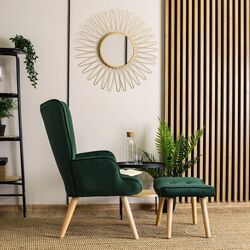 Fotoliu cu suport pentru picioare Mebel Elite Lozano (Green/Natural Oak) Thumb