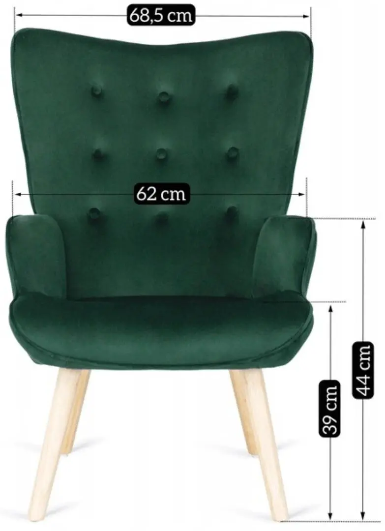 Fotoliu cu suport pentru picioare Mebel Elite Lozano (Green/Natural Oak) - 3