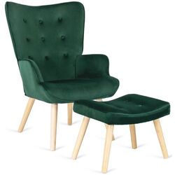 Fotoliu cu suport pentru picioare Mebel Elite Lozano (Green/Natural Oak) Thumb