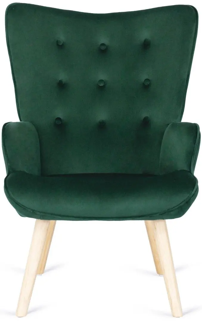 Fotoliu cu suport pentru picioare Mebel Elite Lozano (Green/Natural Oak) - 5