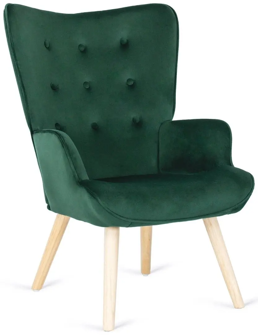 Fotoliu cu suport pentru picioare Mebel Elite Lozano (Green/Natural Oak) - 6
