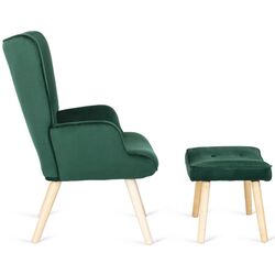 Fotoliu cu suport pentru picioare Mebel Elite Lozano (Green/Natural Oak) Thumb
