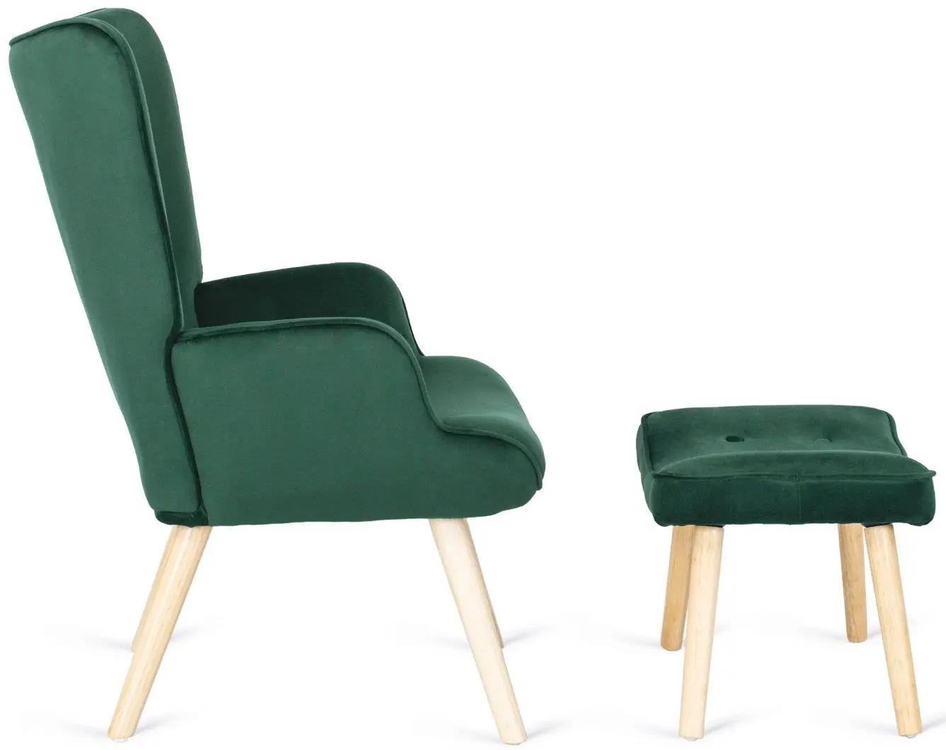 Fotoliu cu suport pentru picioare Mebel Elite Lozano (Green/Natural Oak) - 10