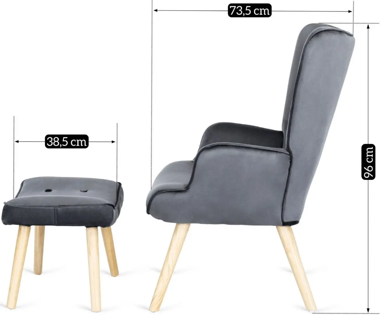 Кресло с подставкой для ног Mebel Elite Lozano (Grey)