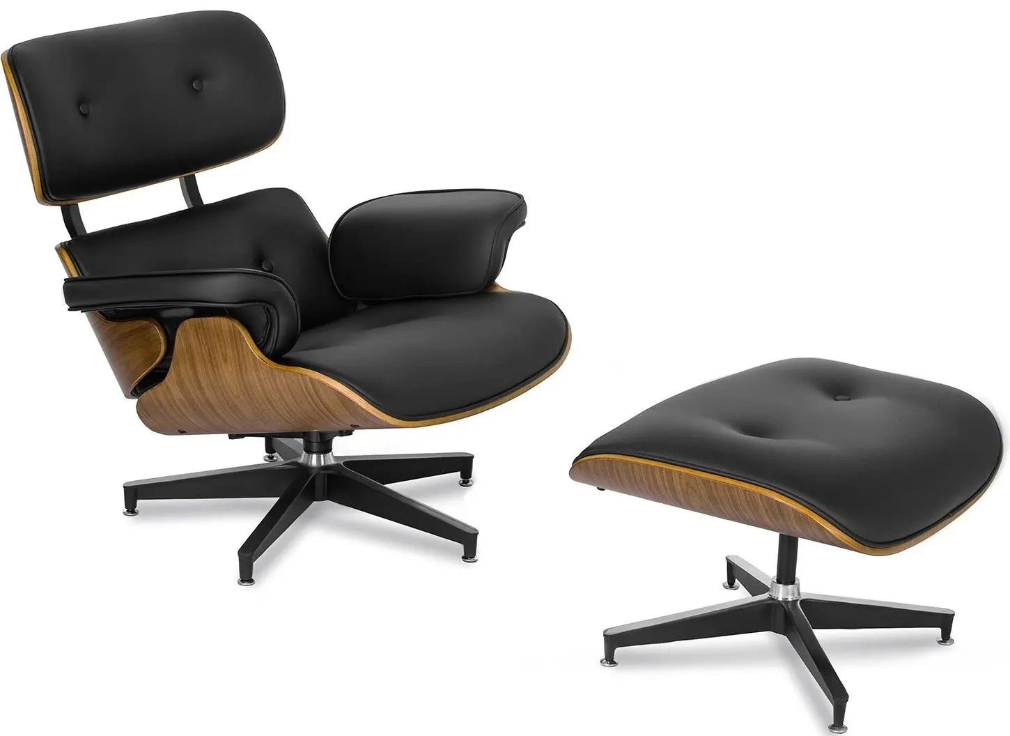 Fotoliu cu suport pentru picioare Mebel Elite Palermo (Black/Oak) - 5