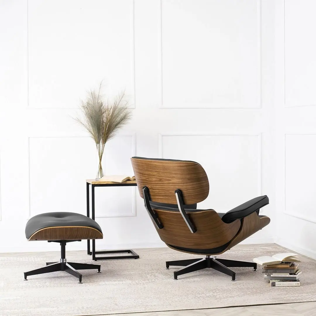 Fotoliu cu suport pentru picioare Mebel Elite Palermo (Black/Oak) - 3