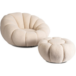Fotoliu cu suport pentru picioare Mebel Elite Pettit (Beige) Thumb