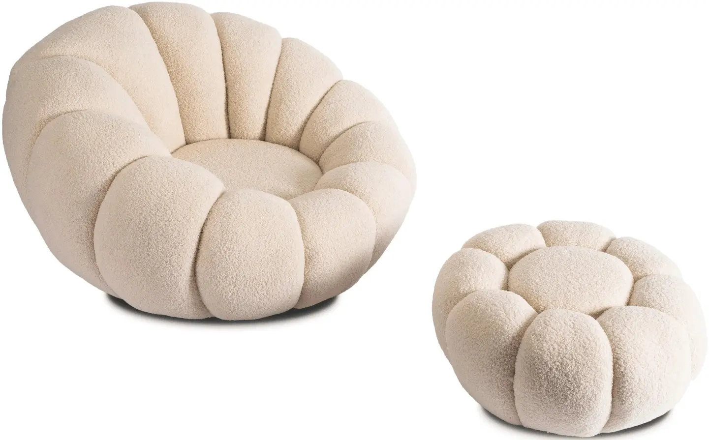 Fotoliu cu suport pentru picioare Mebel Elite Pettit (Beige) - 3