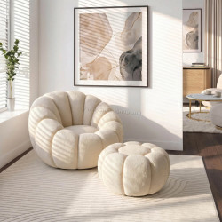 Fotoliu cu suport pentru picioare Mebel Elite Pettit (Beige)