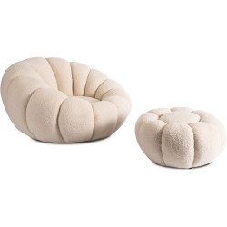 Fotoliu cu suport pentru picioare Mebel Elite Pettit (Beige) Thumb