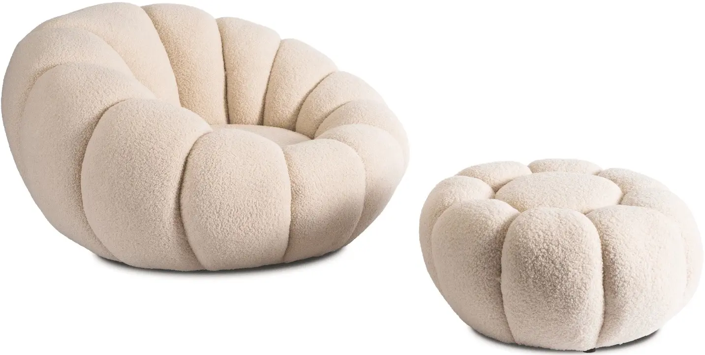 Fotoliu cu suport pentru picioare Mebel Elite Pettit (Beige) - 4
