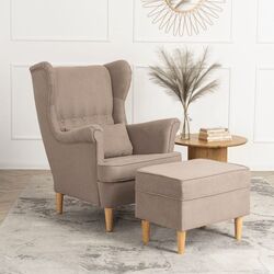 Кресло с пуфом Mebel Elite Evan 2 (Beige/Natural Oak)