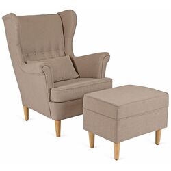 Кресло с пуфом Mebel Elite Evan 2 (Beige/Natural Oak) Thumb