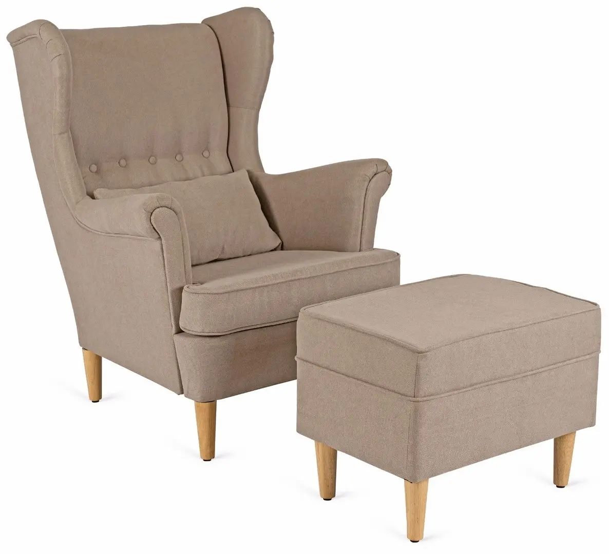 Кресло с пуфом Mebel Elite Evan 2 (Beige/Natural Oak) - 4