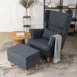 Fotoliu cu puf Mebel Elite Evan 2 (Grey/Natural Oak) Thumb