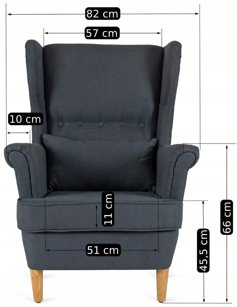 Fotoliu cu puf Mebel Elite Evan 2 (Grey/Natural Oak) - 3