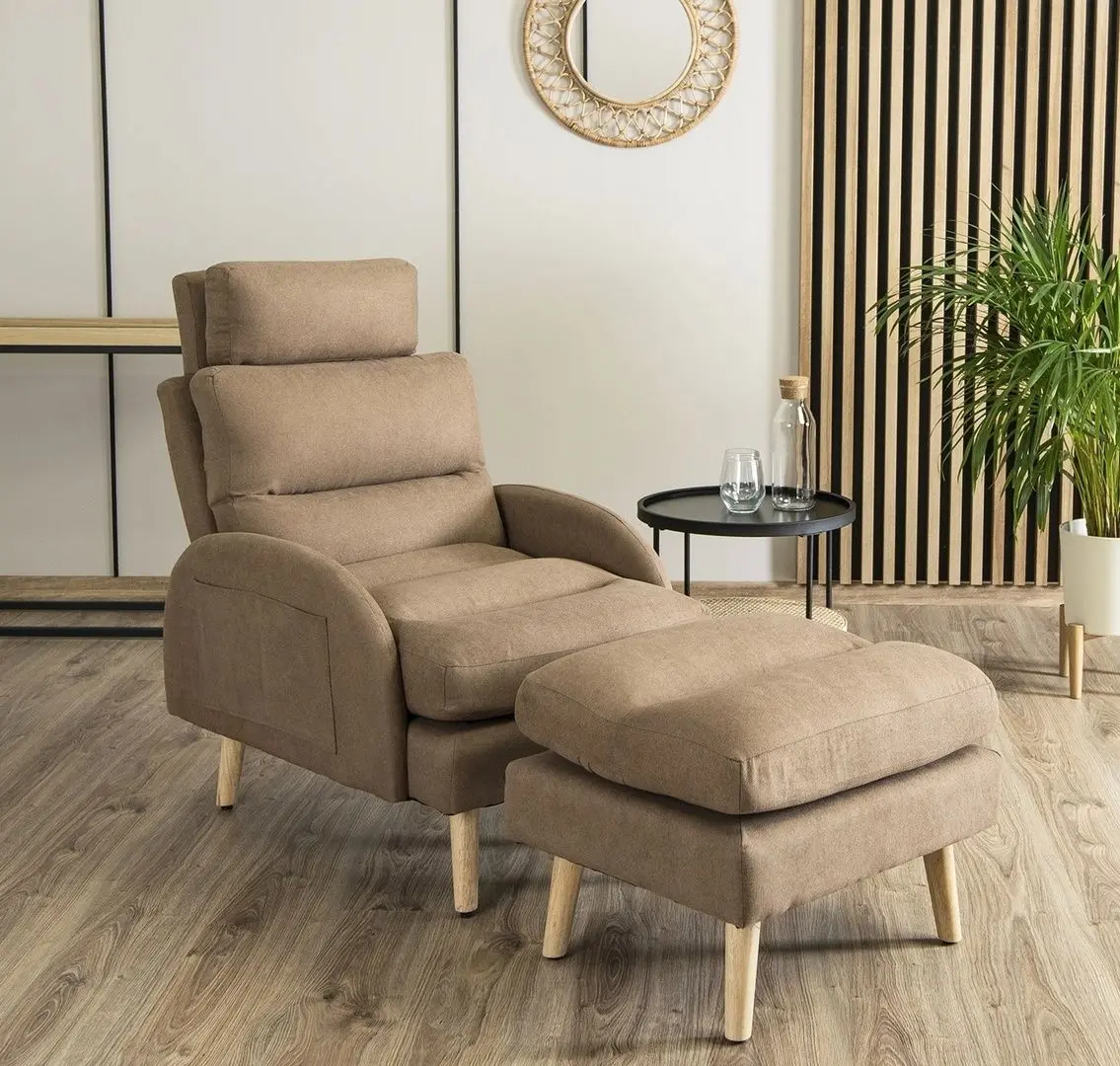 Кресло с пуфом Mebel Elite Henry (Brown/Beech)